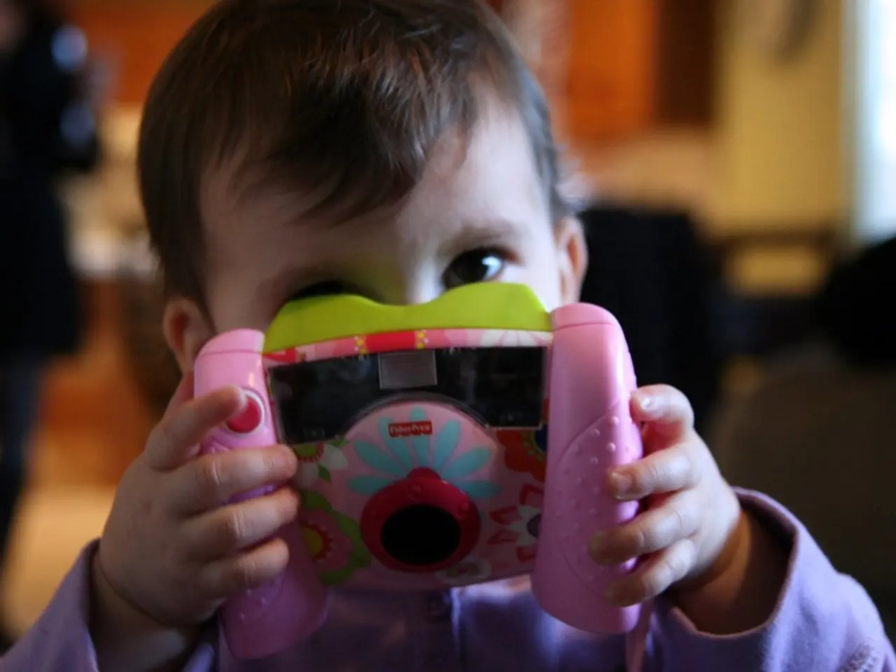 In this picture we can see a kid is holding a toy in hands.