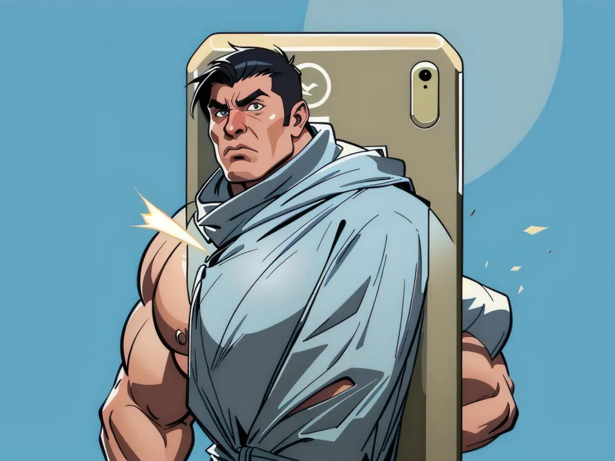 Person depicted in the image seems to be engaged in extreme physical exercise, displaying a notable degree of physical exertion, evident through sweat and tense muscles. Noticeable props include heavy-duty weights and exercise equipment. Gyms implemented stricter rules against recording and phone usage.